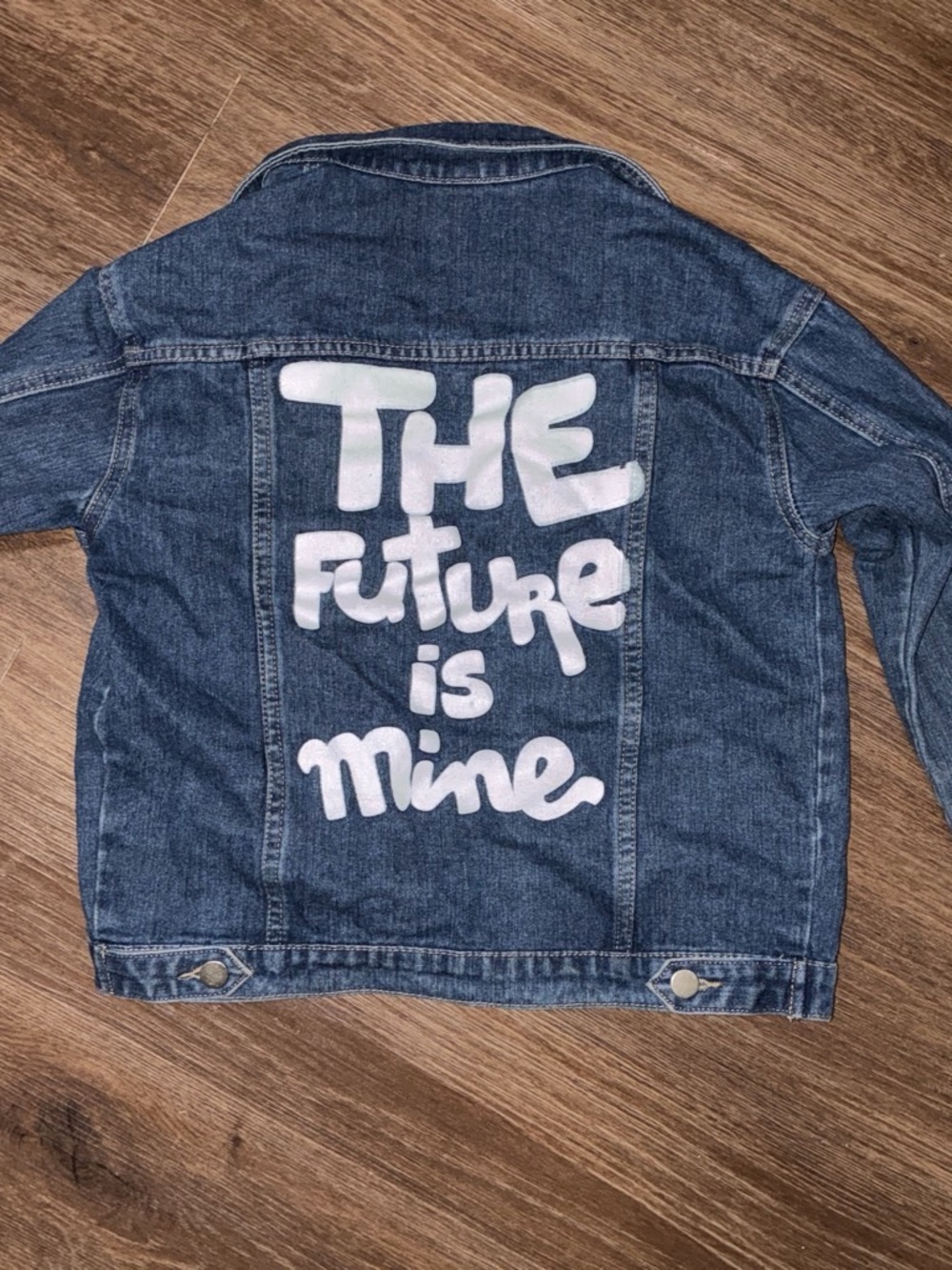 Kids Denim Jacket with "The Future is Mine" Graphic - Blue